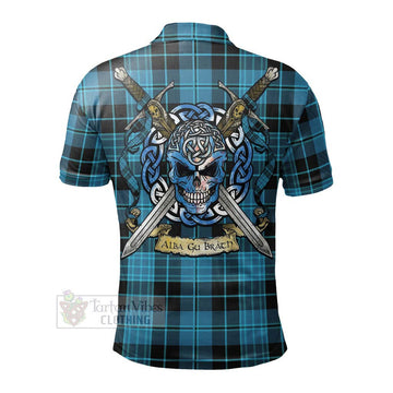 Clergy Tartan Polo Shirt with Family Crest Celtic Skull Style