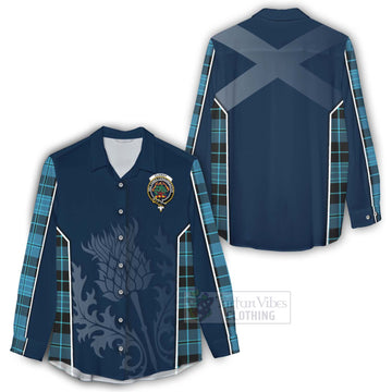 Clergy Tartan Women's Casual Shirt with Family Crest and Scottish Thistle Vibes Sport Style