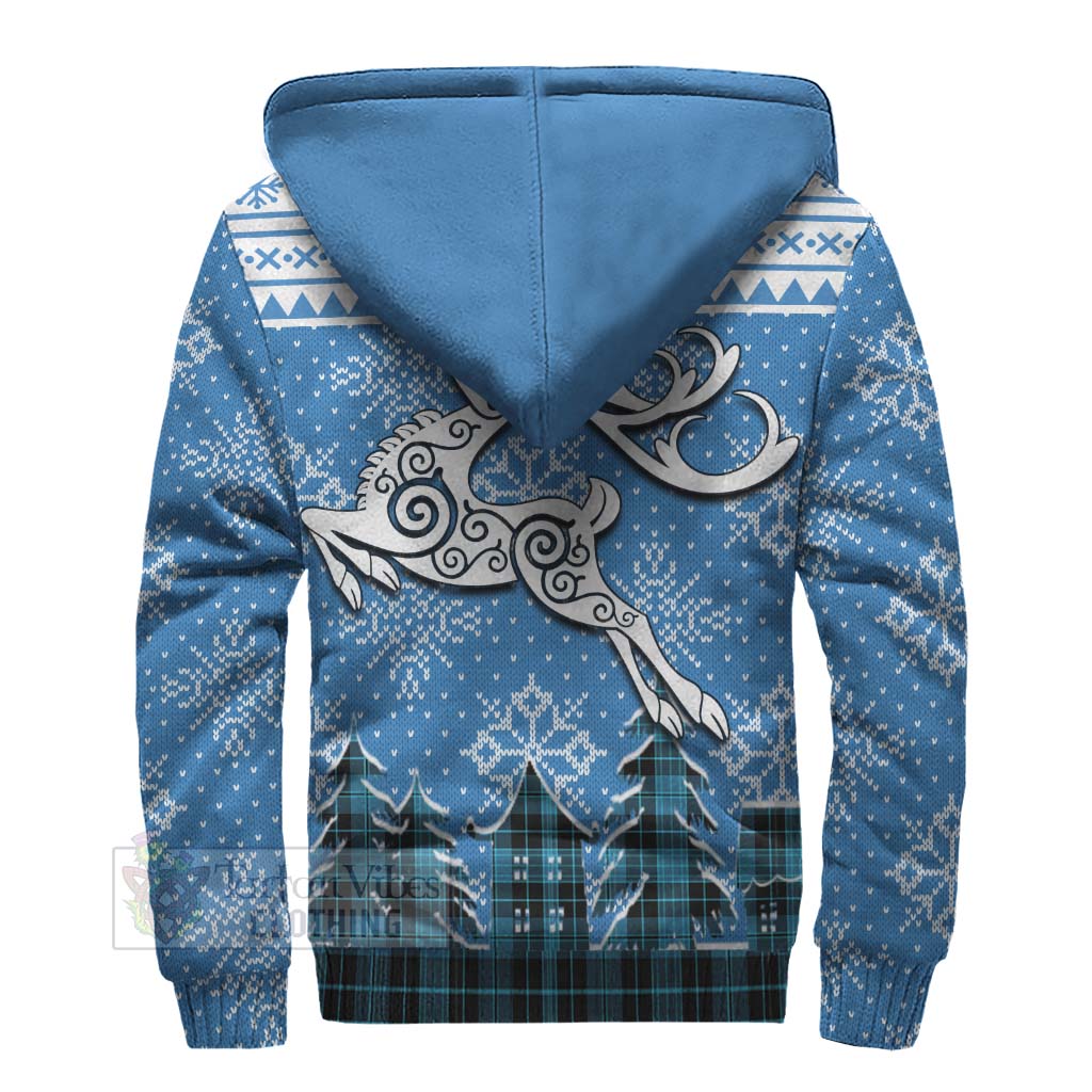 Tartan Vibes Clothing Clergy Clan Christmas Sherpa Hoodie Celtic Reindeer Style