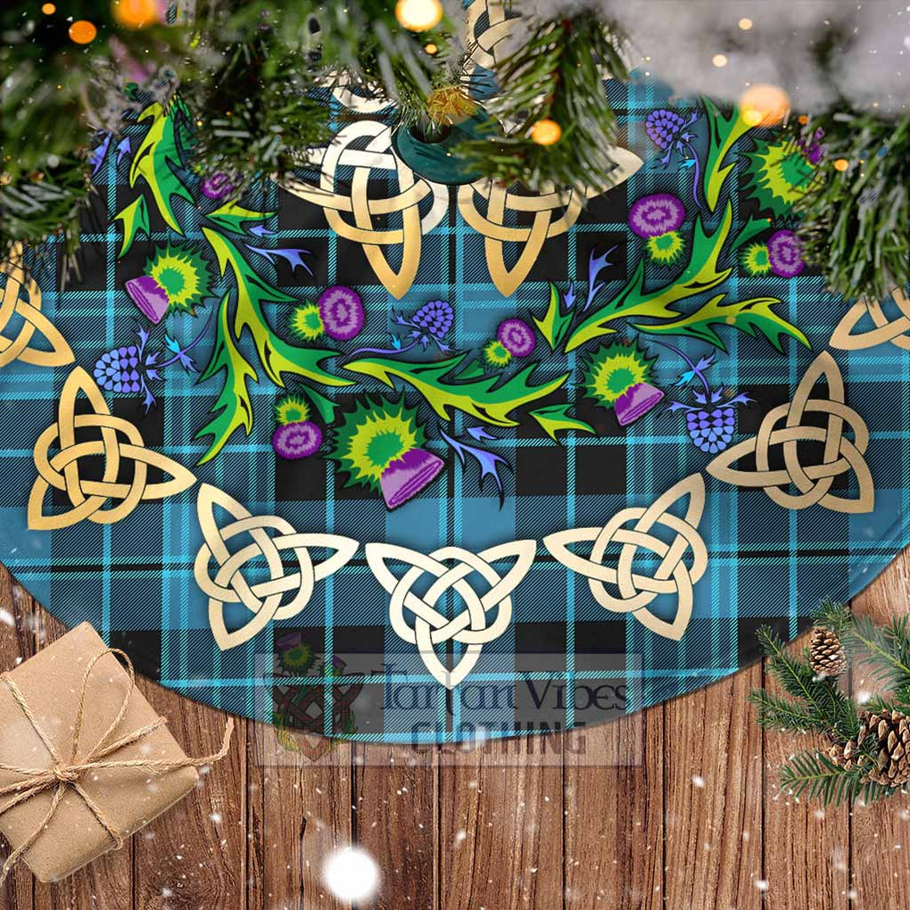 Clergy Tartan Christmas Tree Skirt with Thistle Celtic Knot Style - Tartan Vibes Clothing