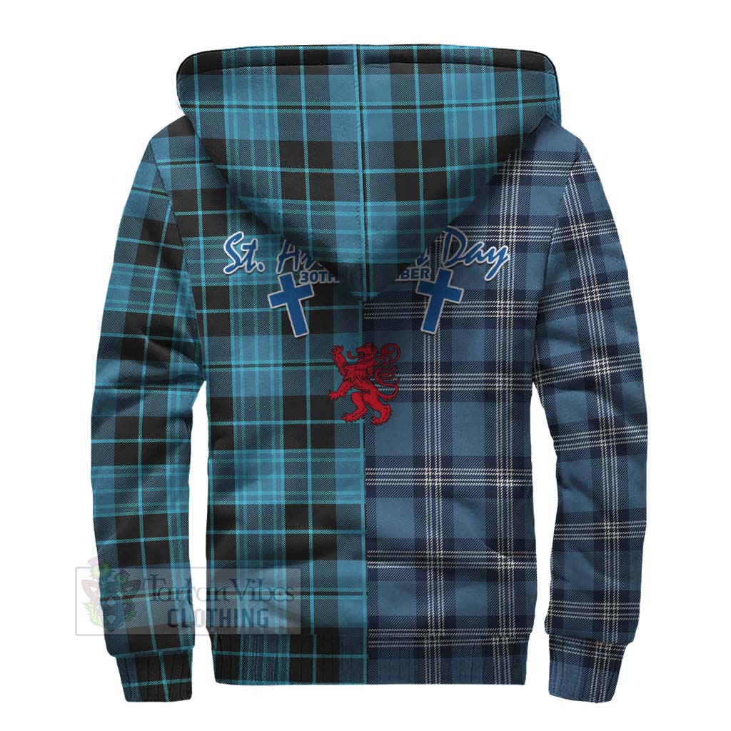 Tartan Vibes Clothing Clergy Tartan Sherpa Hoodie Happy St. Andrew's Day Half Tartan Style