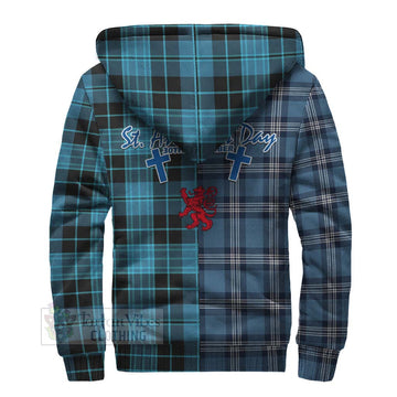 Clergy Tartan Sherpa Hoodie Happy St. Andrew's Day Half Tartan Style