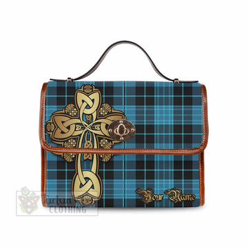 Clergy Tartan Waterproof Canvas Bag Golden Thistle Celtic Cross Style