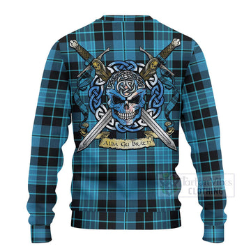 Clergy Tartan Ugly Sweater with Family Crest Celtic Skull Style