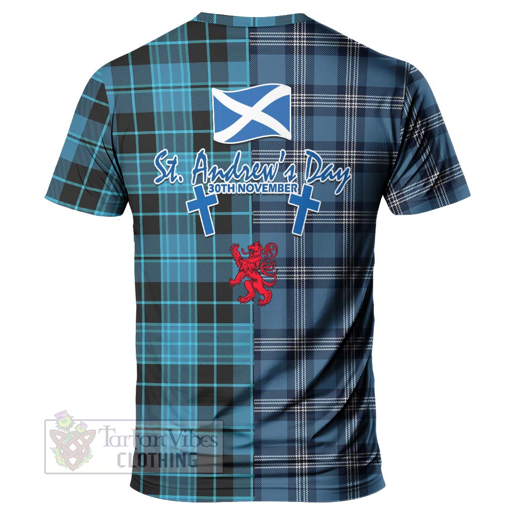 Tartan Vibes Clothing Clergy Tartan T-Shirt Happy St. Andrew's Day Half Tartan Style