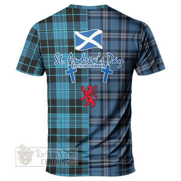 Clergy Tartan T-Shirt Happy St. Andrew's Day Half Tartan Style