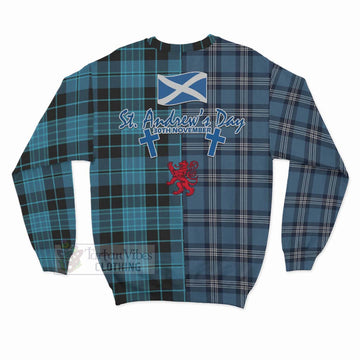 Clergy Tartan Sweatshirt Happy St. Andrew's Day Half Tartan Style