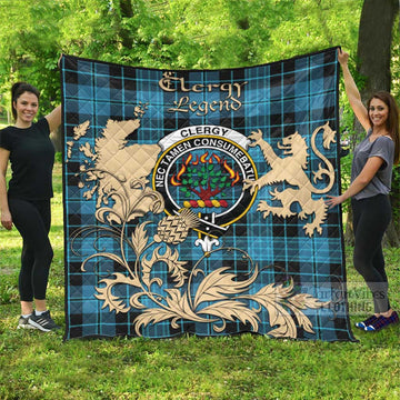 Clergy Tartan Quilt with Family Crest and Scottish Symbol Style