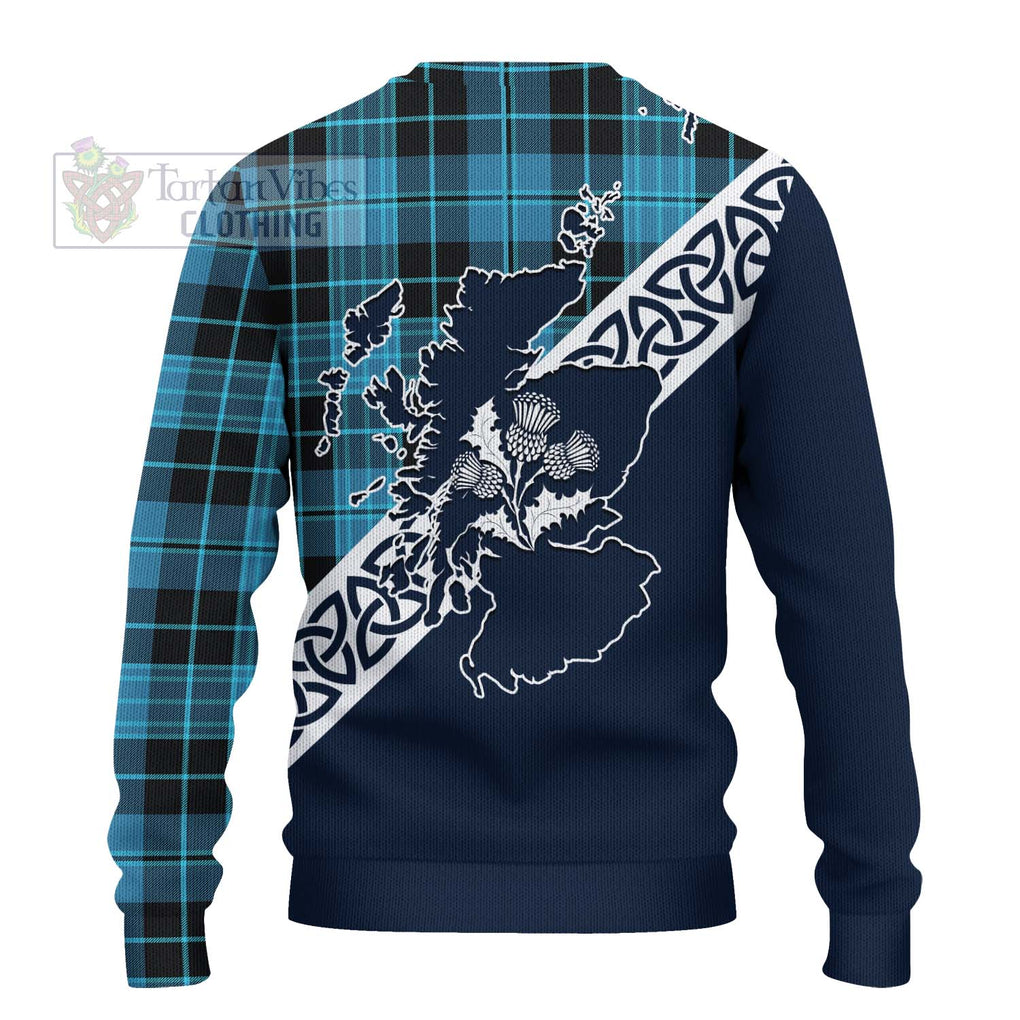 Tartan Vibes Clothing Clergy Tartan Knitted Sweater Featuring Thistle and Scotland Map