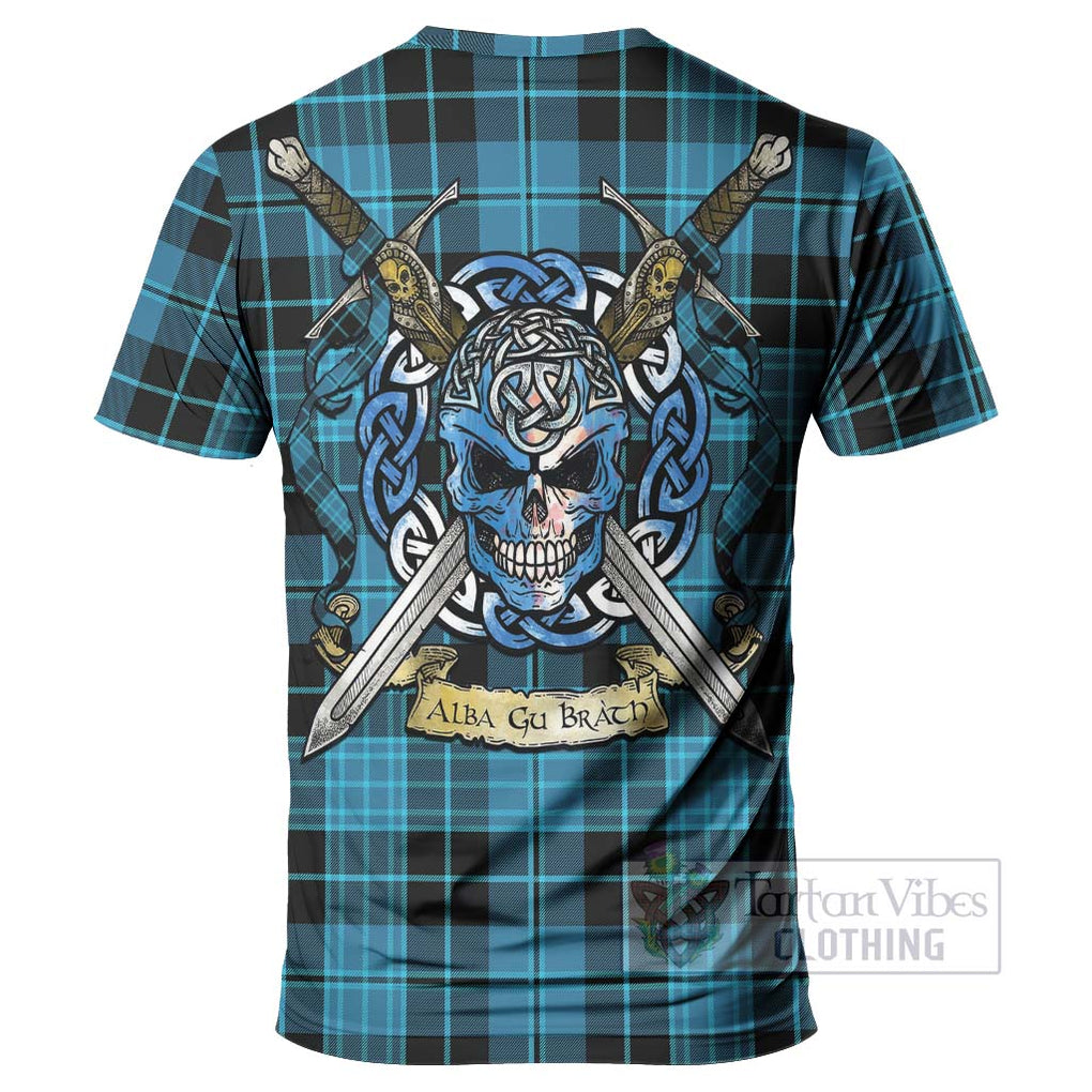 Tartan Vibes Clothing Clergy Tartan T-Shirt with Family Crest Celtic Skull Style