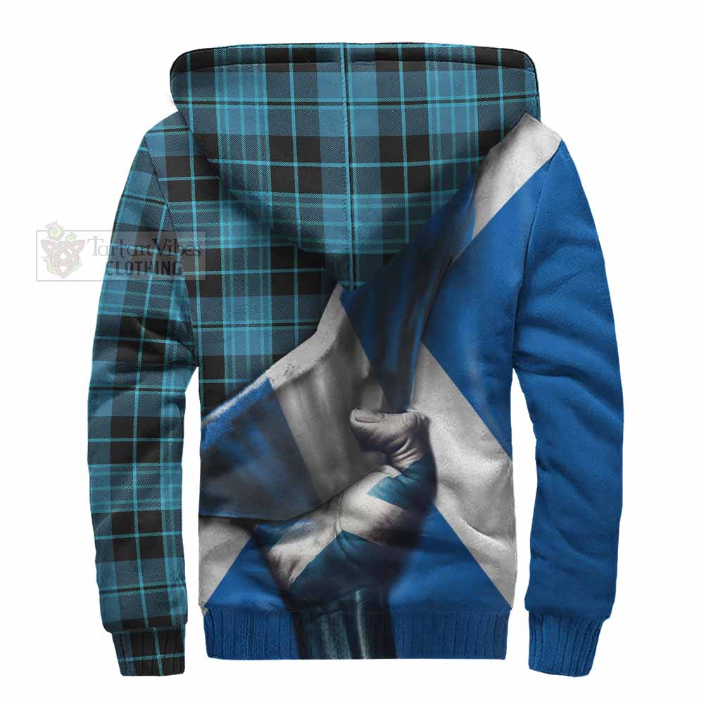 Tartan Vibes Clothing Clergy Tartan Sherpa Hoodie with Family Crest Scotland Patriotic Style