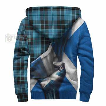 Clergy Tartan Sherpa Hoodie with Family Crest Scotland Patriotic Style