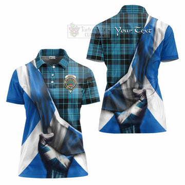 Clergy Tartan Women's Polo Shirt with Family Crest Scotland Patriotic Style