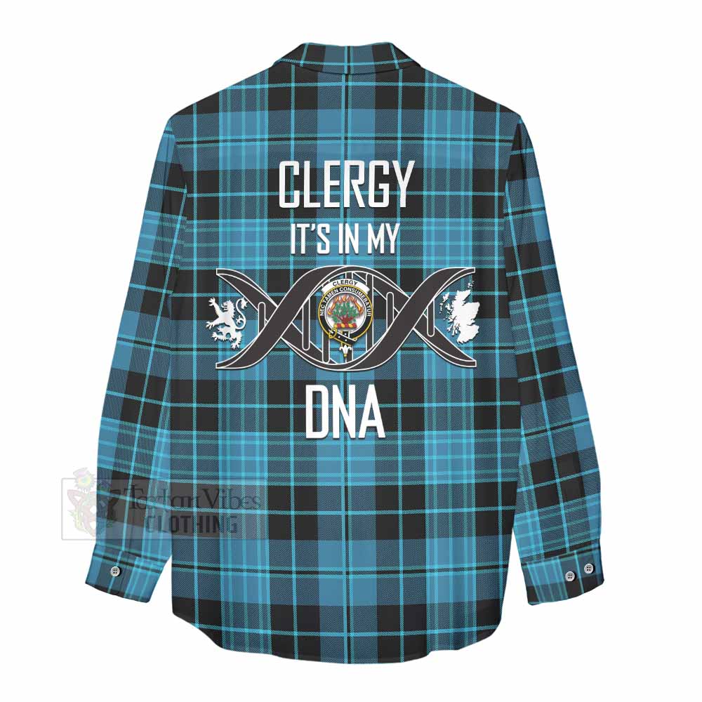 Tartan Vibes Clothing Clergy Tartan Women's Casual Shirt with Family Crest DNA In Me Style