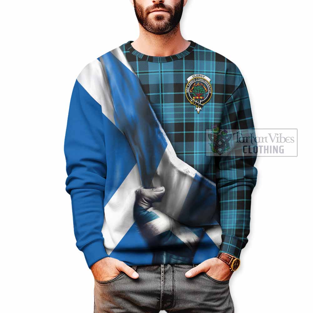 Tartan Vibes Clothing Clergy Tartan Sweatshirt with Family Crest Scotland Patriotic Style