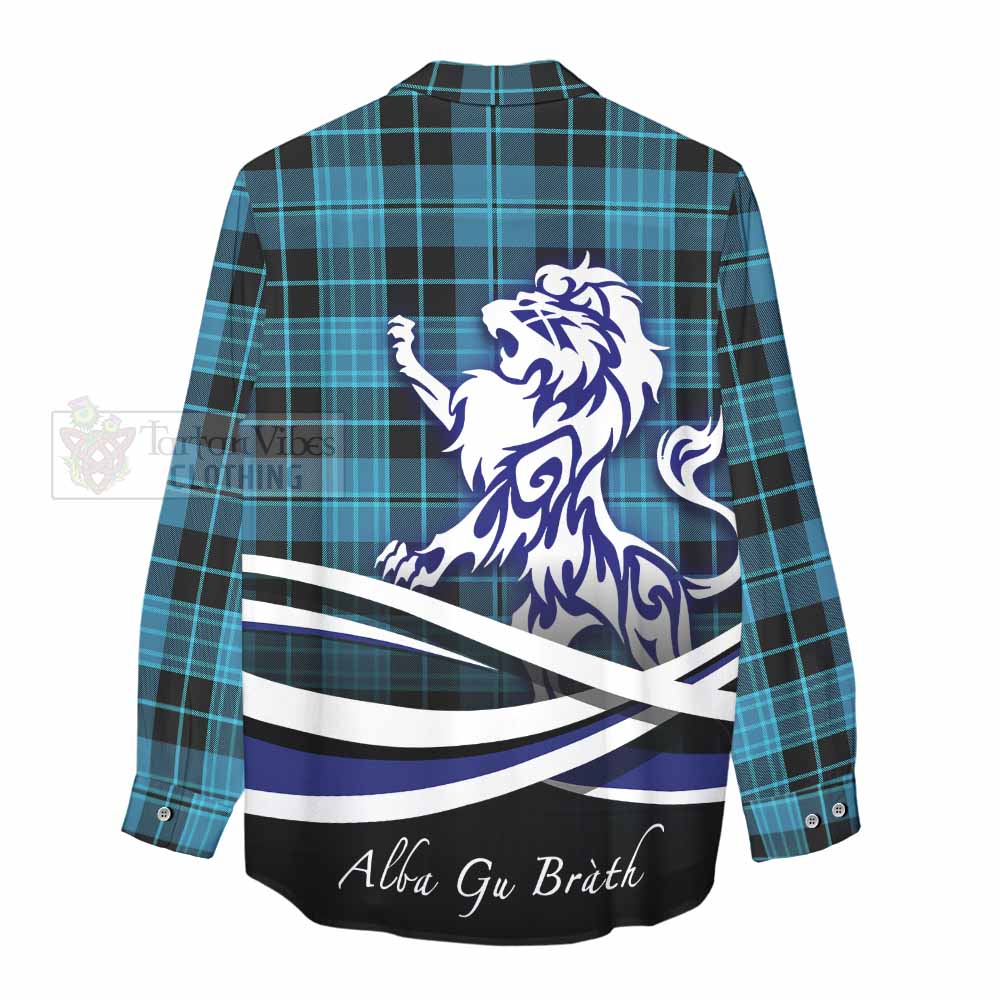 Tartan Vibes Clothing Clergy Tartan Women's Casual Shirt with Alba Gu Brath Regal Lion Emblem