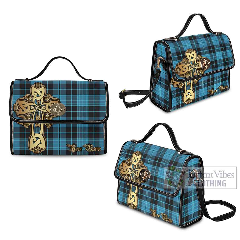 Tartan Vibes Clothing Clergy Tartan Waterproof Canvas Bag Golden Thistle Celtic Cross Style