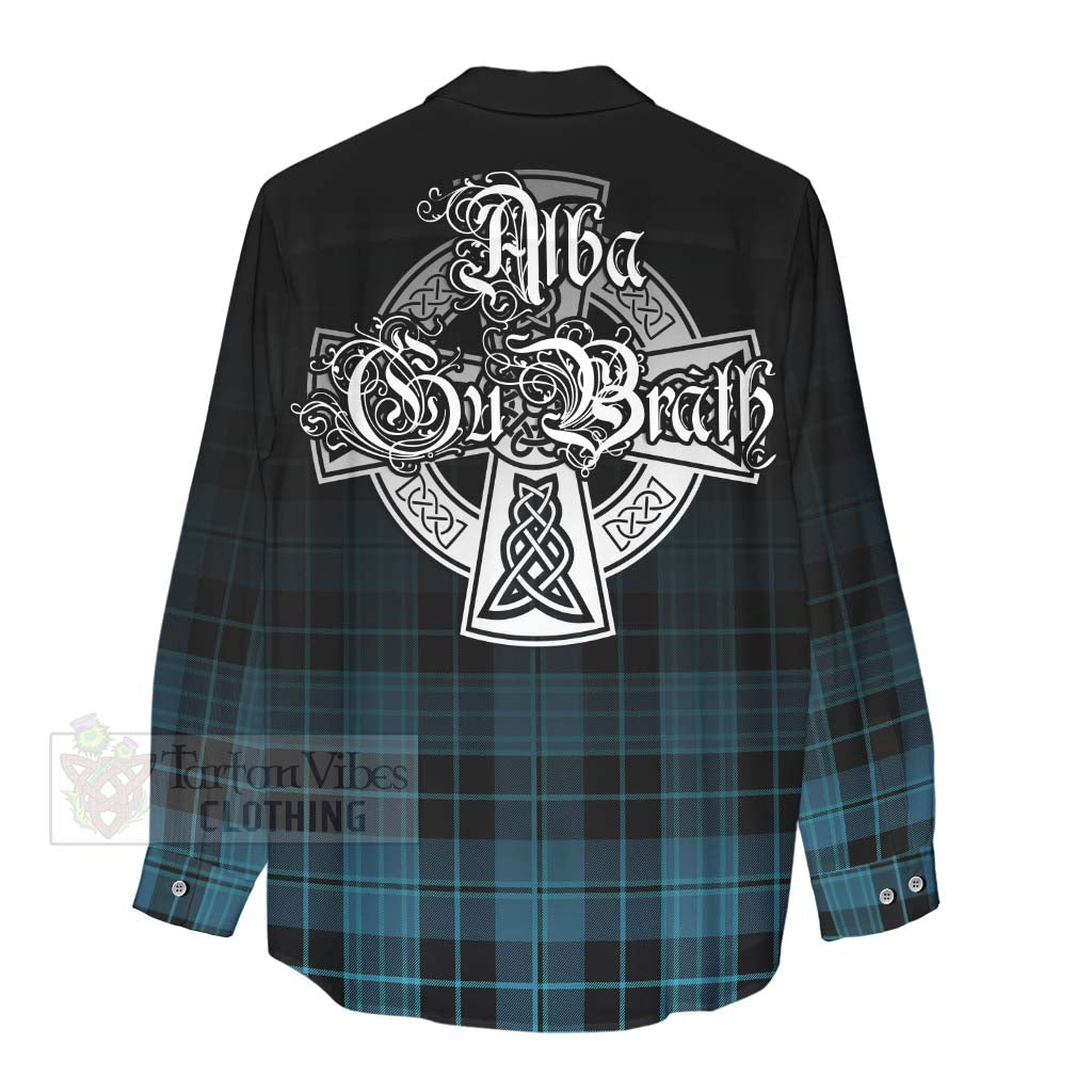 Tartan Vibes Clothing Clergy Tartan Women's Casual Shirt Featuring Alba Gu Brath Family Crest Celtic Inspired