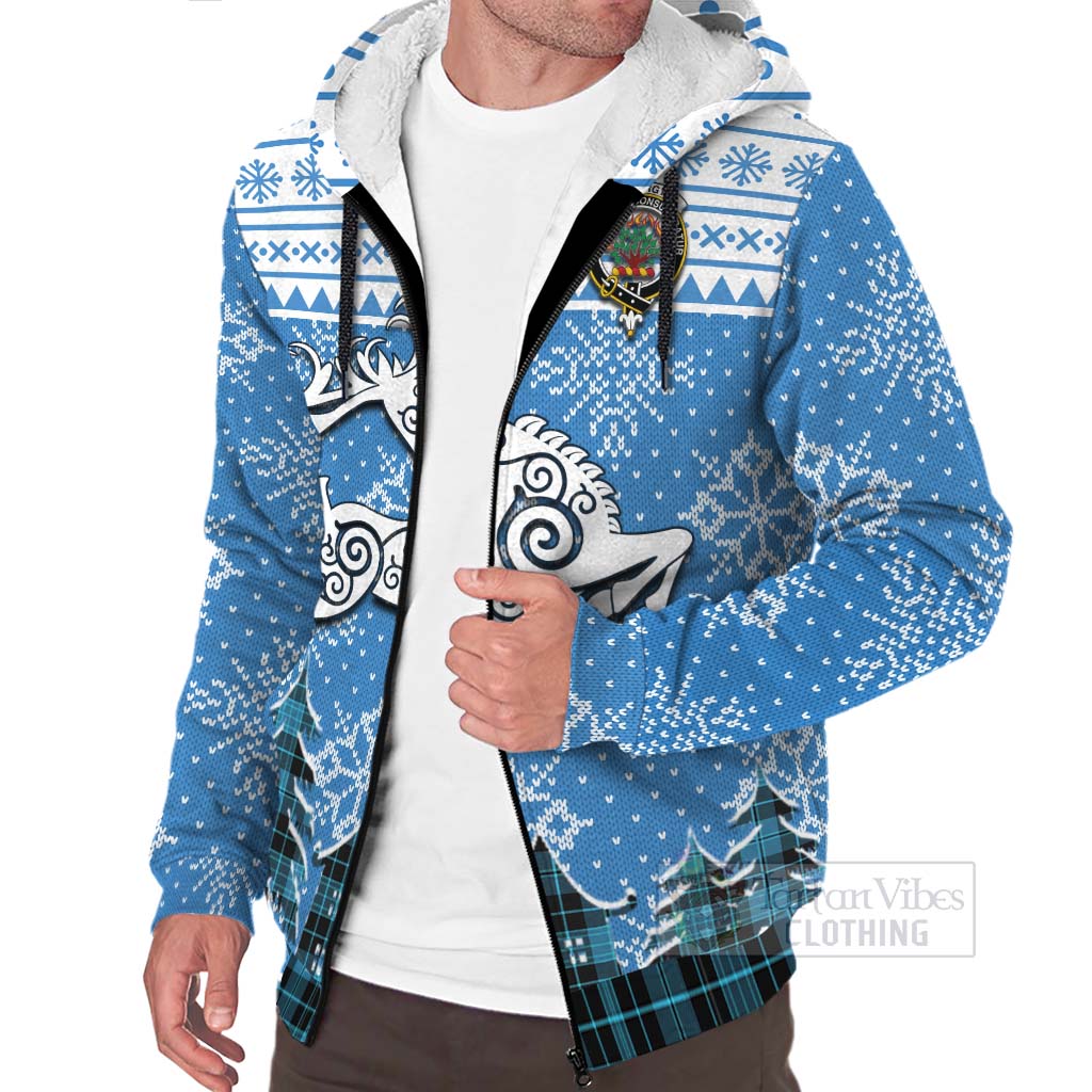 Tartan Vibes Clothing Clergy Clan Christmas Sherpa Hoodie Celtic Reindeer Style