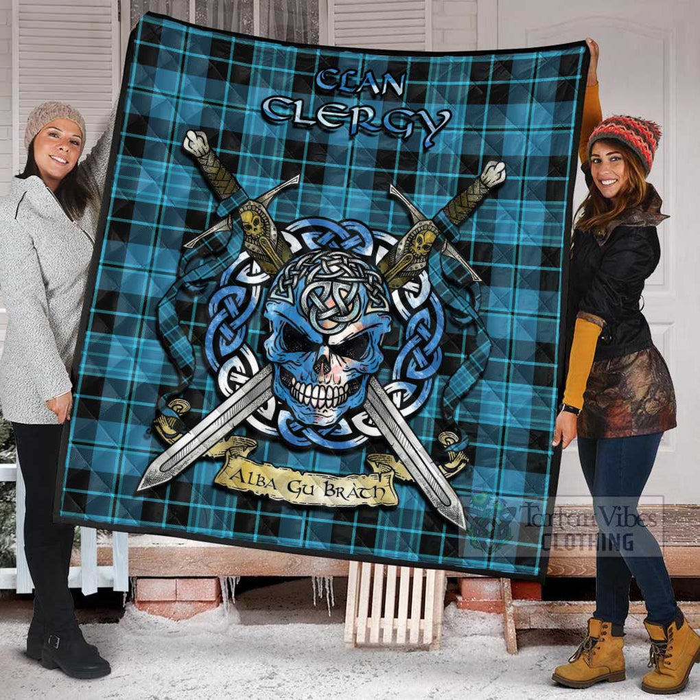 Tartan Vibes Clothing Clergy Tartan Quilt with Celtic Skull Alba Gu Brath Style