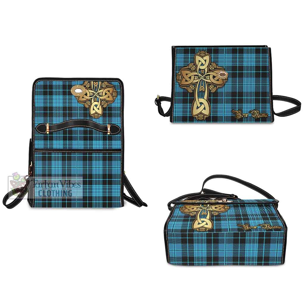 Tartan Vibes Clothing Clergy Tartan Waterproof Canvas Bag Golden Thistle Celtic Cross Style