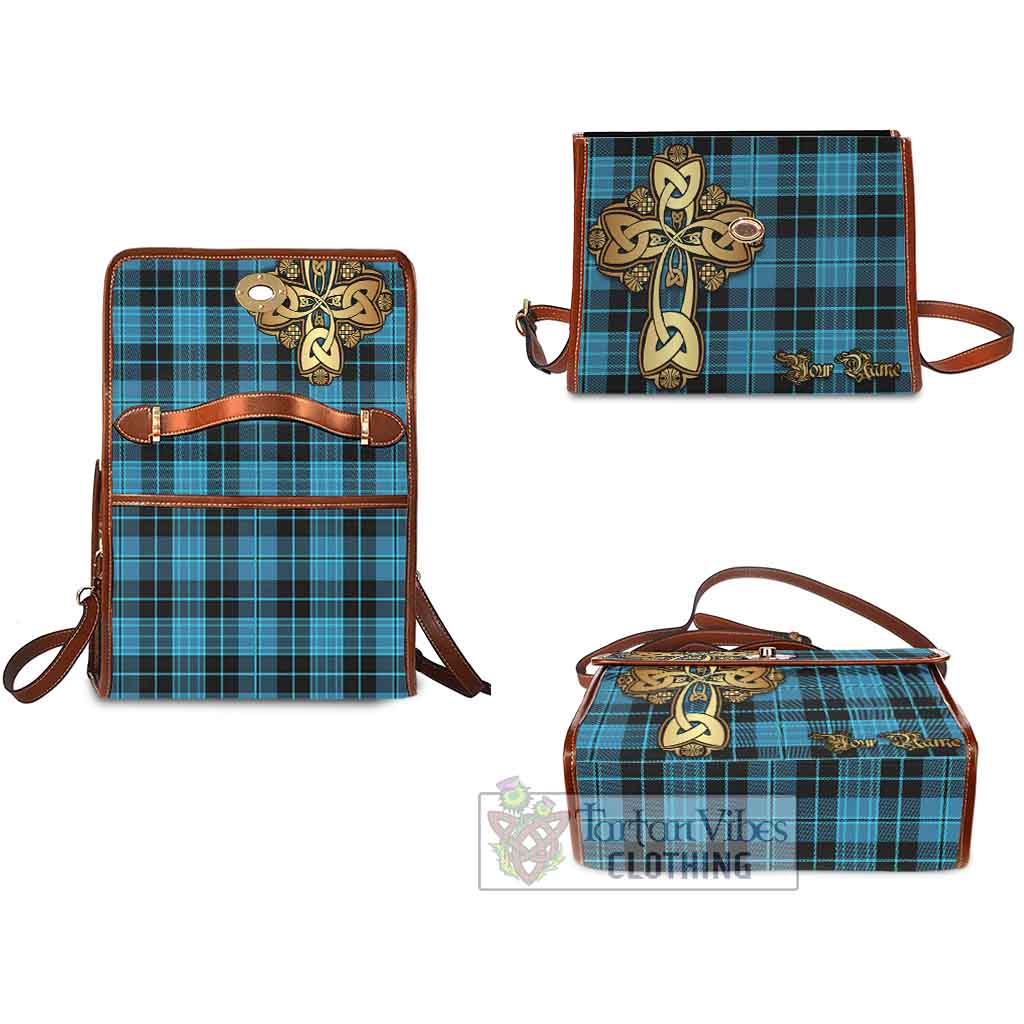 Tartan Vibes Clothing Clergy Tartan Waterproof Canvas Bag Golden Thistle Celtic Cross Style