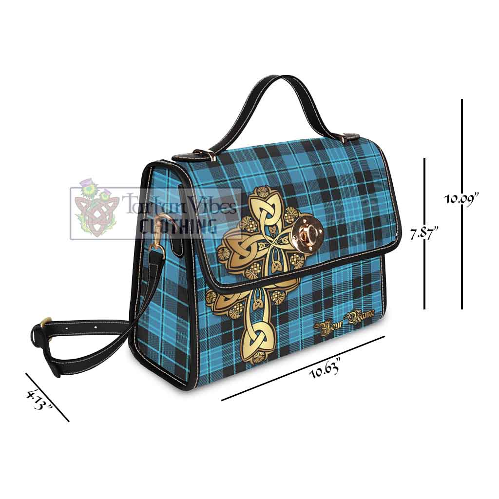 Tartan Vibes Clothing Clergy Tartan Waterproof Canvas Bag Golden Thistle Celtic Cross Style