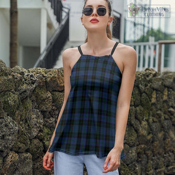 Clergy Blue Tartan Loose Halter Neck Camisole