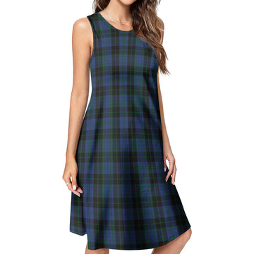 Clergy Blue Tartan Womens Casual Dresses