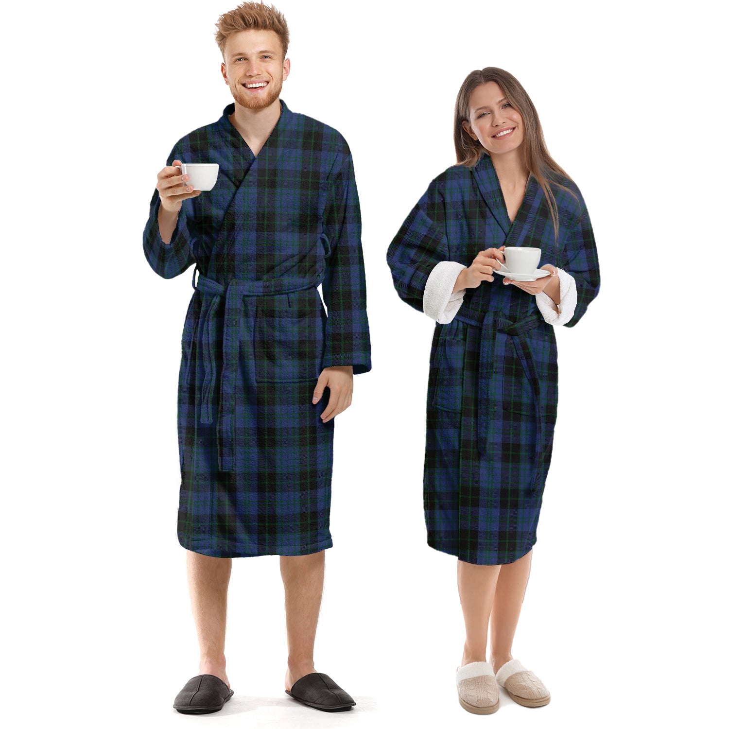 Clergy Blue Tartan Bathrobe Unisex S - Tartan Vibes Clothing