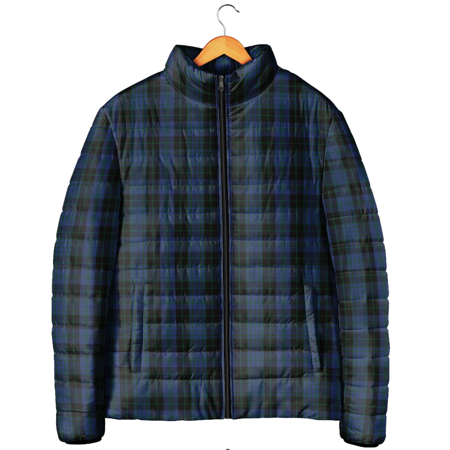 Clergy Blue Tartan Padded Jacket Men's Padded Jacket - Tartan Vibes Clothing