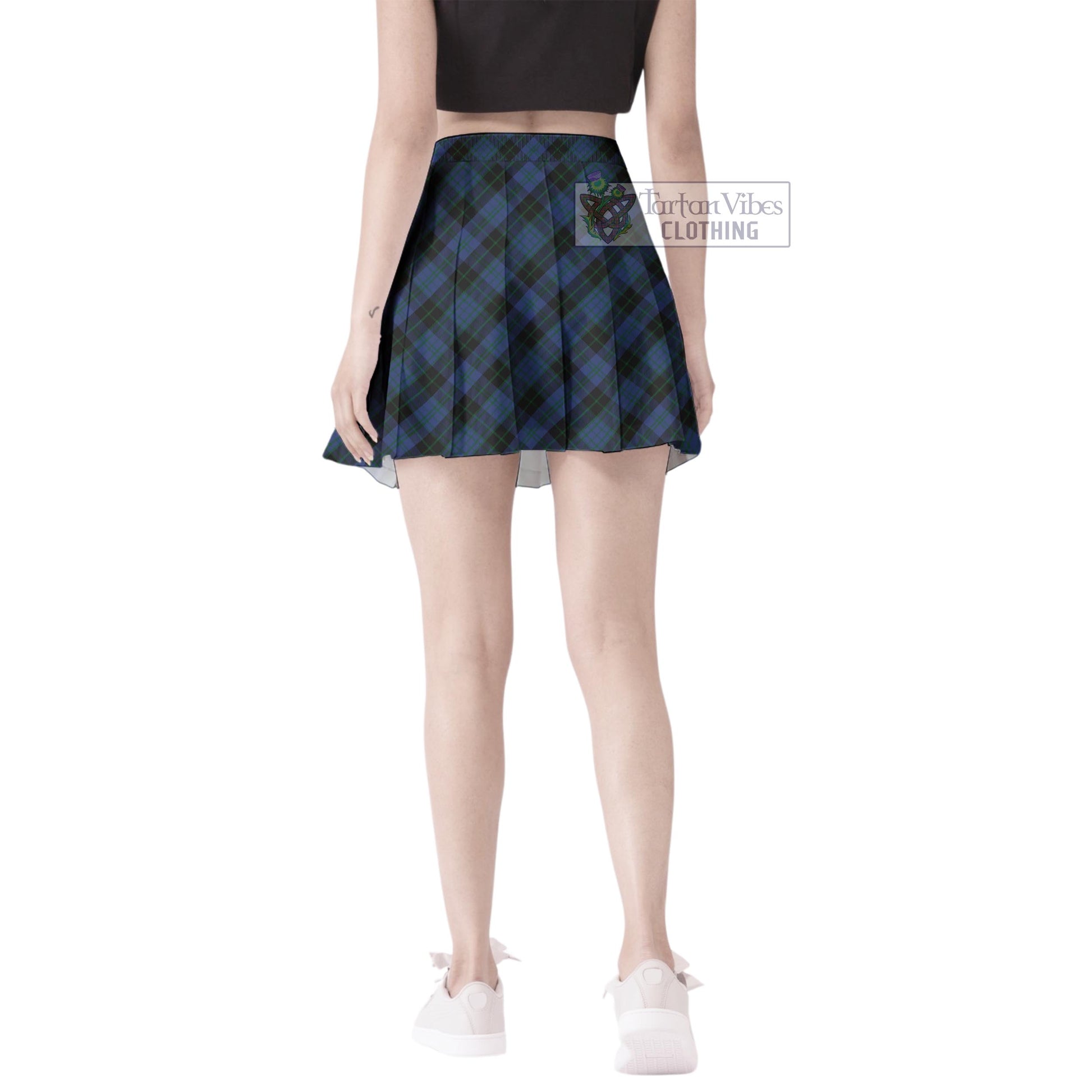 Tartan Vibes Clothing Clergy Blue Tartan Women's Plated Mini Skirt