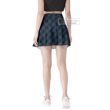 Clergy Blue Tartan Women's Plated Mini Skirt