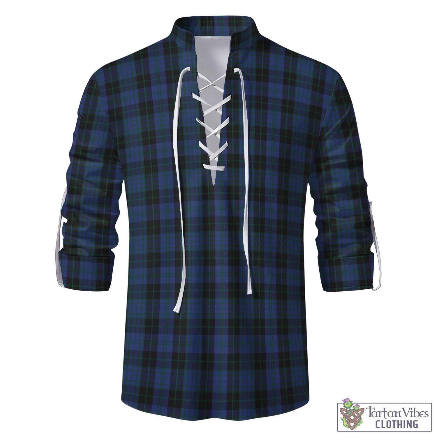 Tartan Vibes Clothing Clergy Blue Tartan Men's Scottish Traditional Jacobite Ghillie Kilt Shirt