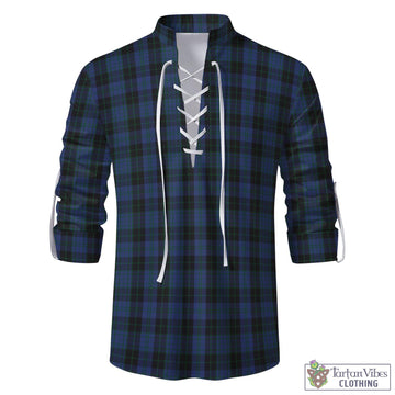 Clergy Blue Tartan Men's Scottish Traditional Jacobite Ghillie Kilt Shirt