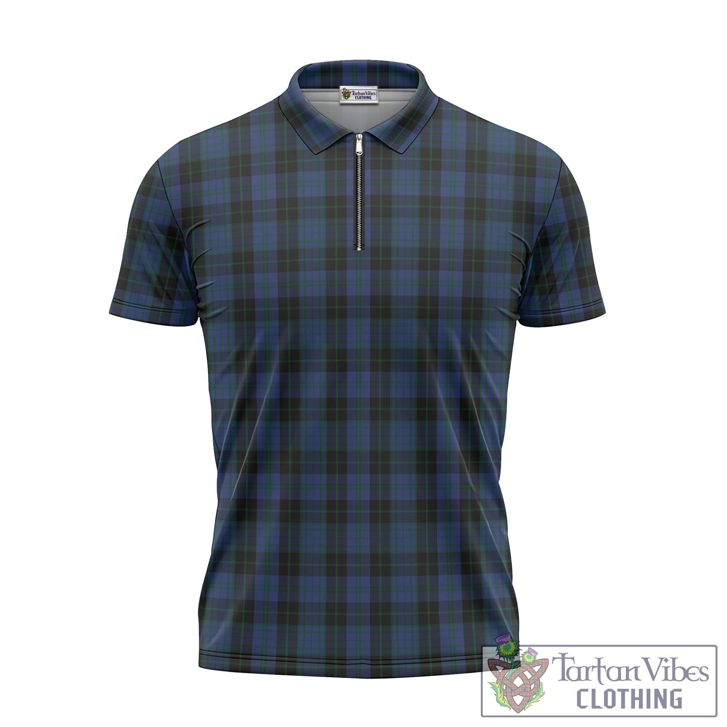 Tartan Vibes Clothing Clergy Blue Tartan Zipper Polo Shirt