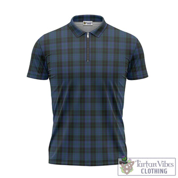 Clergy Blue Tartan Zipper Polo Shirt