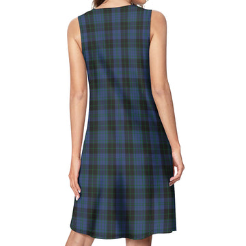 Clergy Blue Tartan Womens Casual Dresses