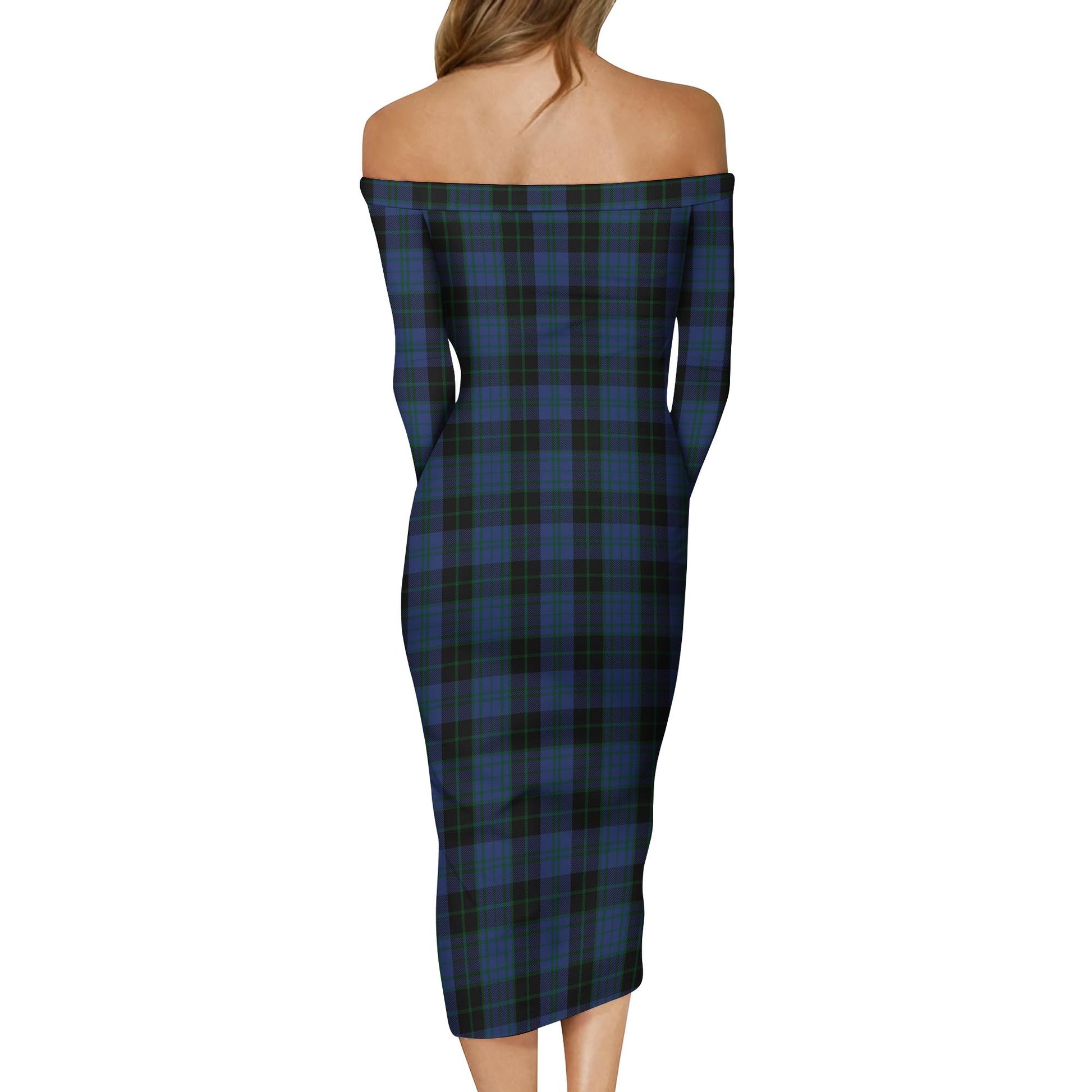 Clergy Blue Tartan Off Shoulder Lady Dress - Tartanvibesclothing