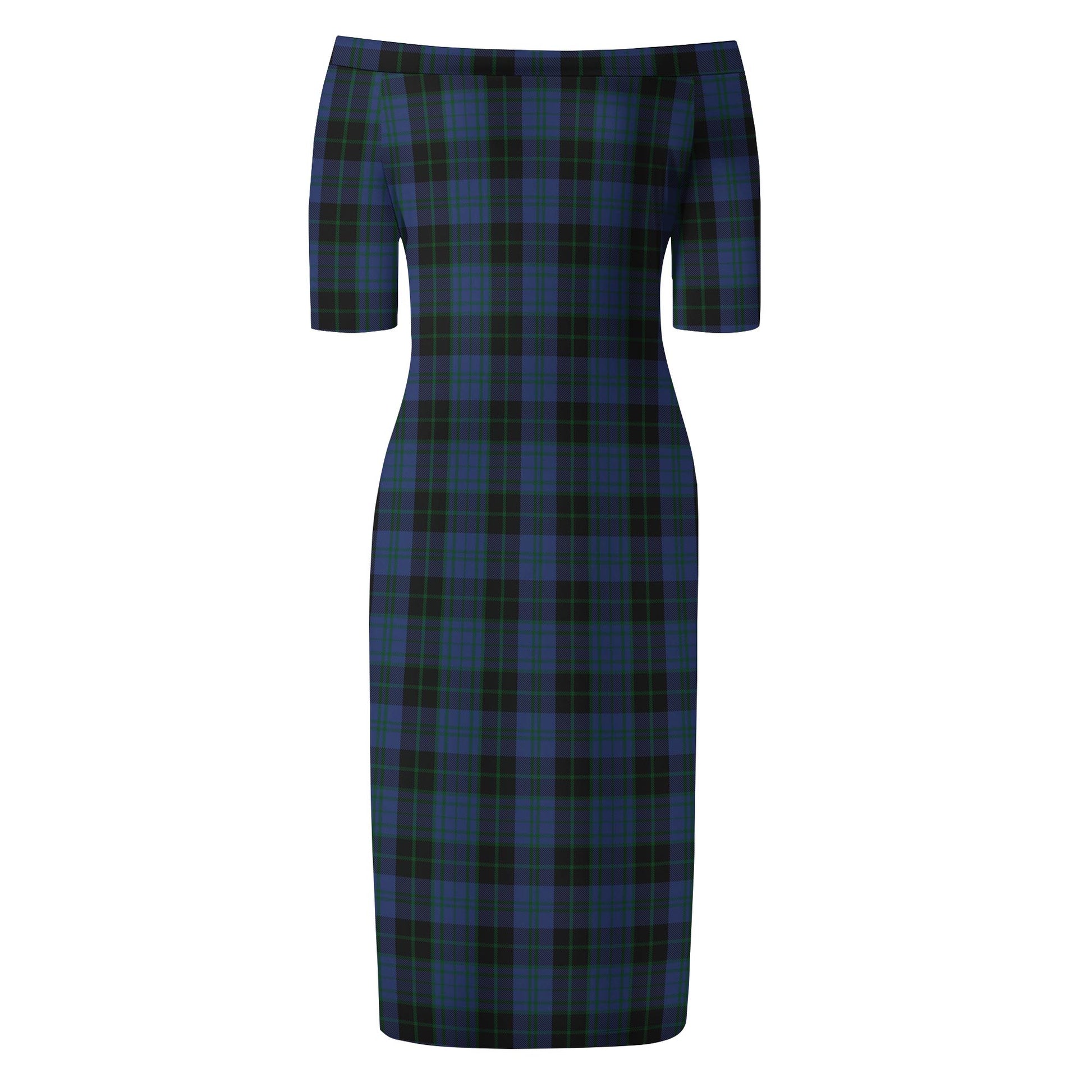 Clergy Blue Tartan Off Shoulder Lady Dress - Tartanvibesclothing