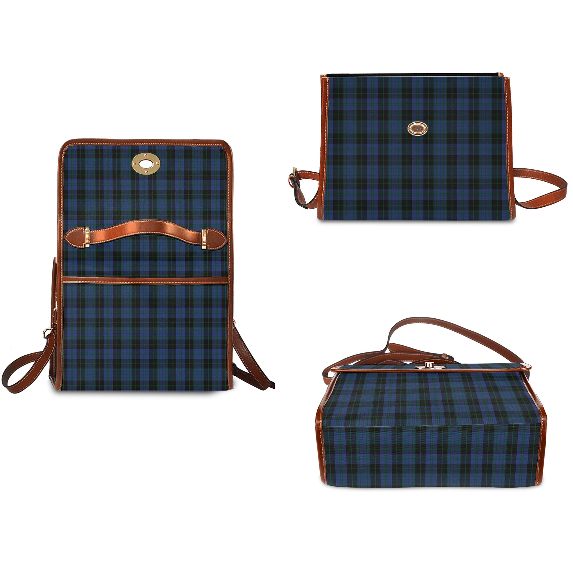 clergy-blue-tartan-leather-strap-waterproof-canvas-bag