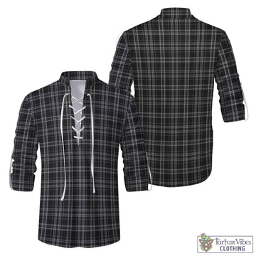 Clergy Grey Tartan Men's Scottish Traditional Jacobite Ghillie Kilt Shirt