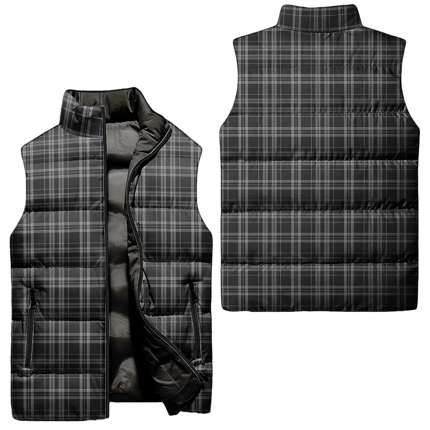 Clergy Grey Tartan Sleeveless Puffer Jacket Unisex - Tartanvibesclothing