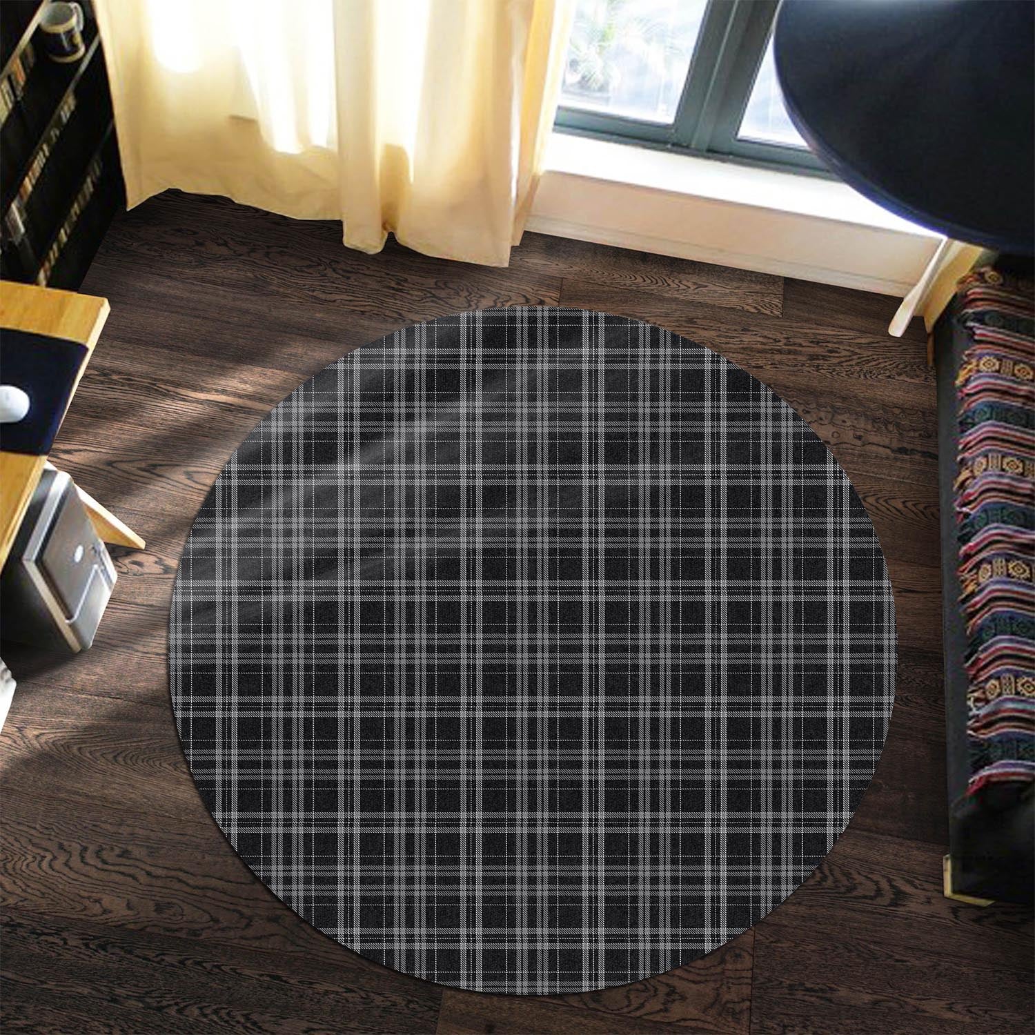 Clergy Grey Tartan Round Rug - Tartanvibesclothing