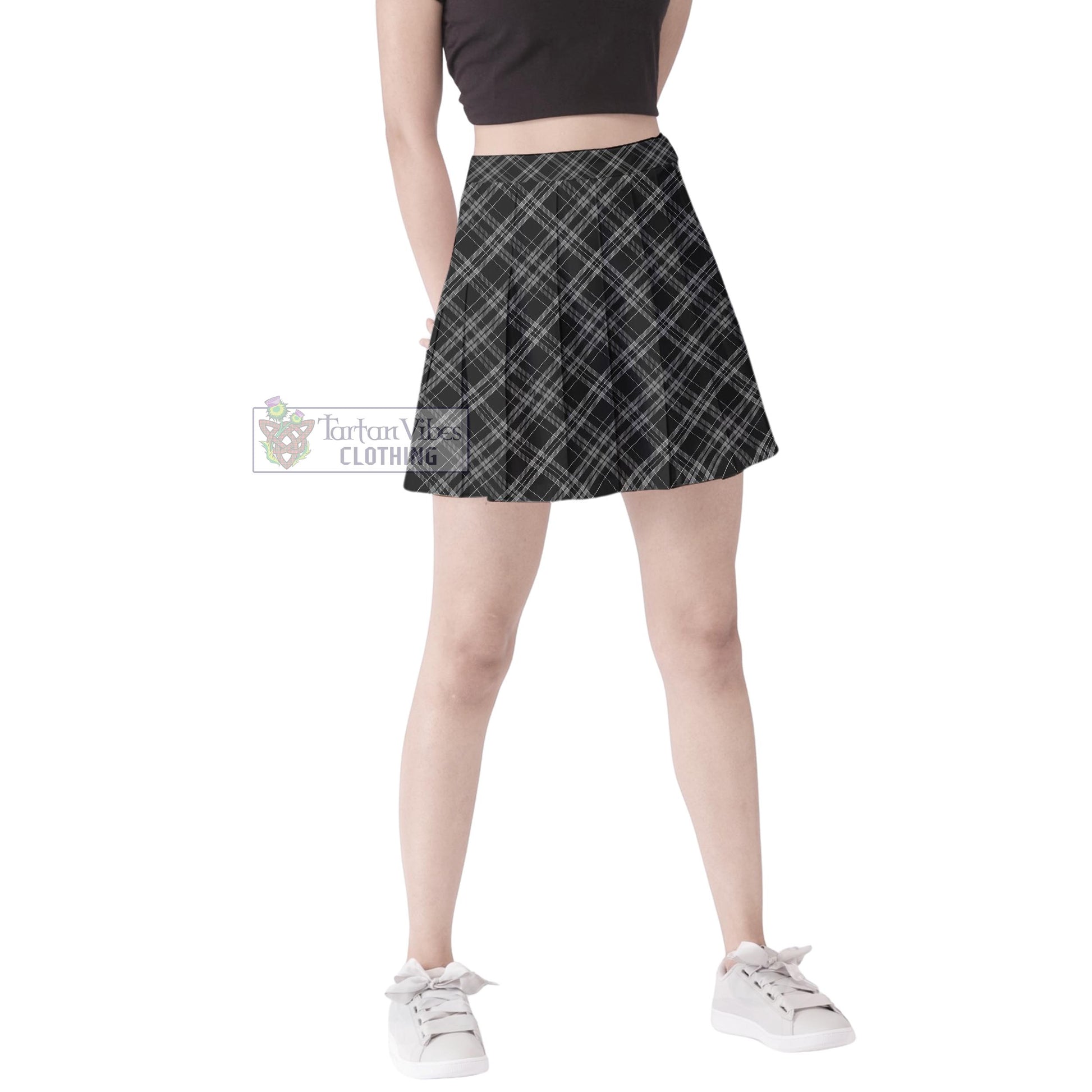 Tartan Vibes Clothing Clergy Grey Tartan Women's Plated Mini Skirt