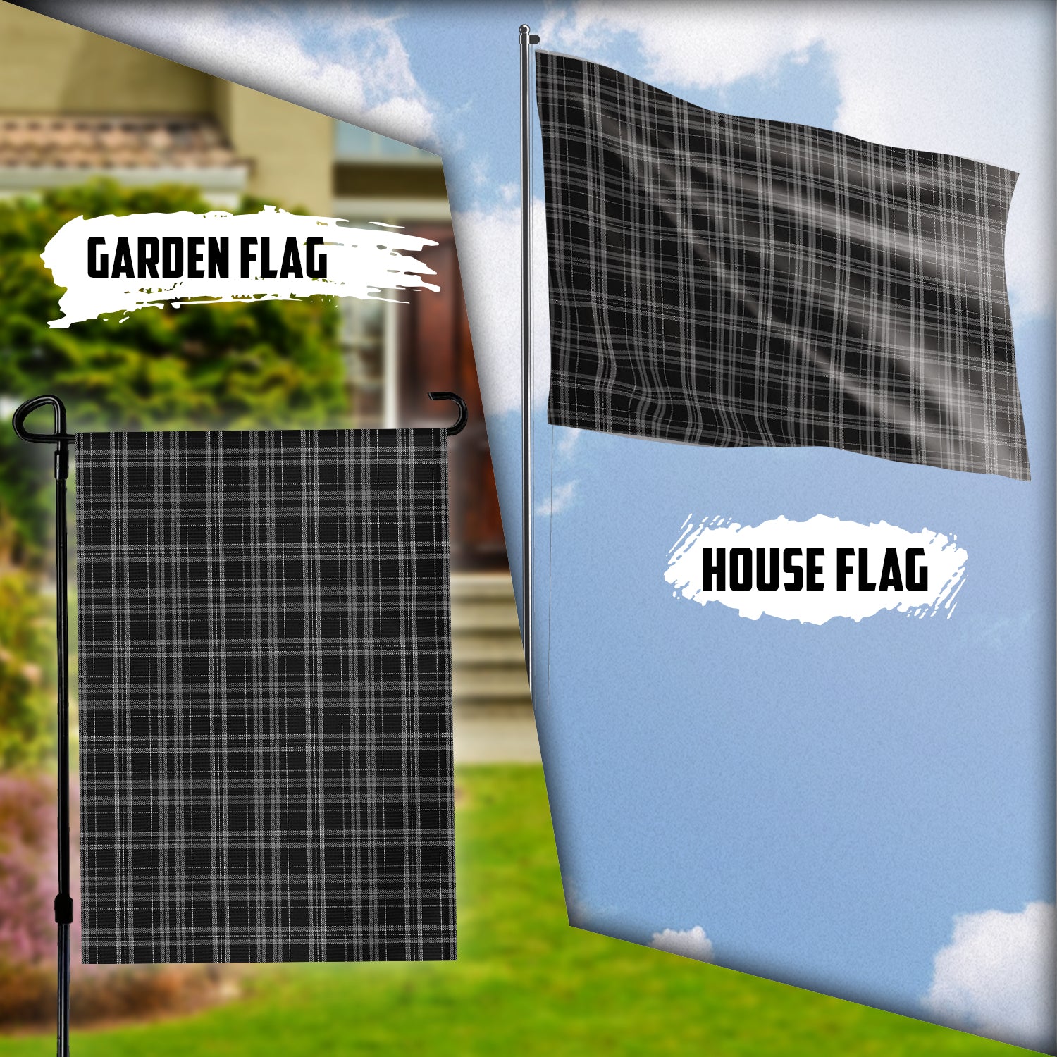 Clergy Grey Tartan Flag Garden Flag (Vertical) - Tartan Vibes Clothing