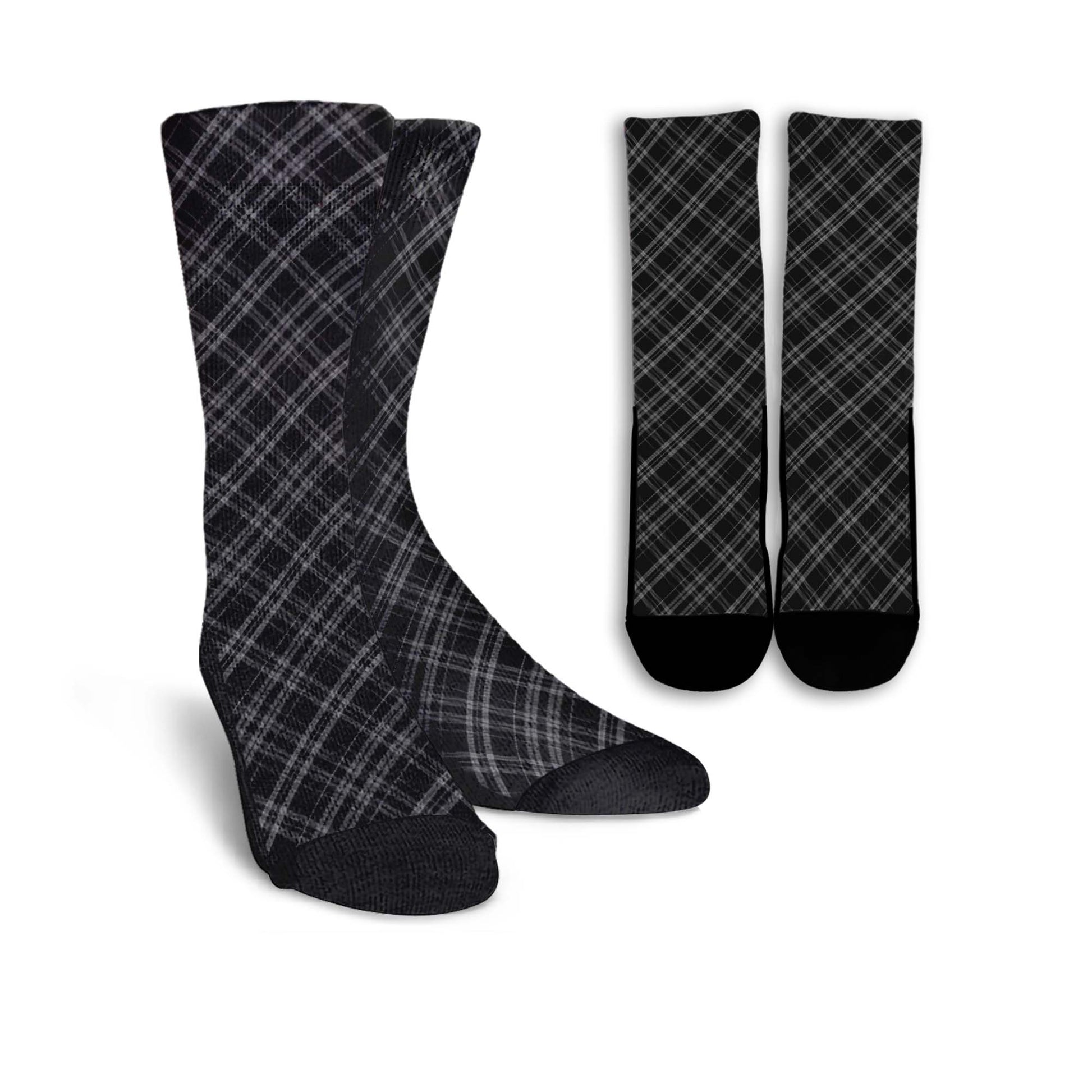 Clergy Grey Tartan Crew Socks Cross Tartan Style - Tartanvibesclothing