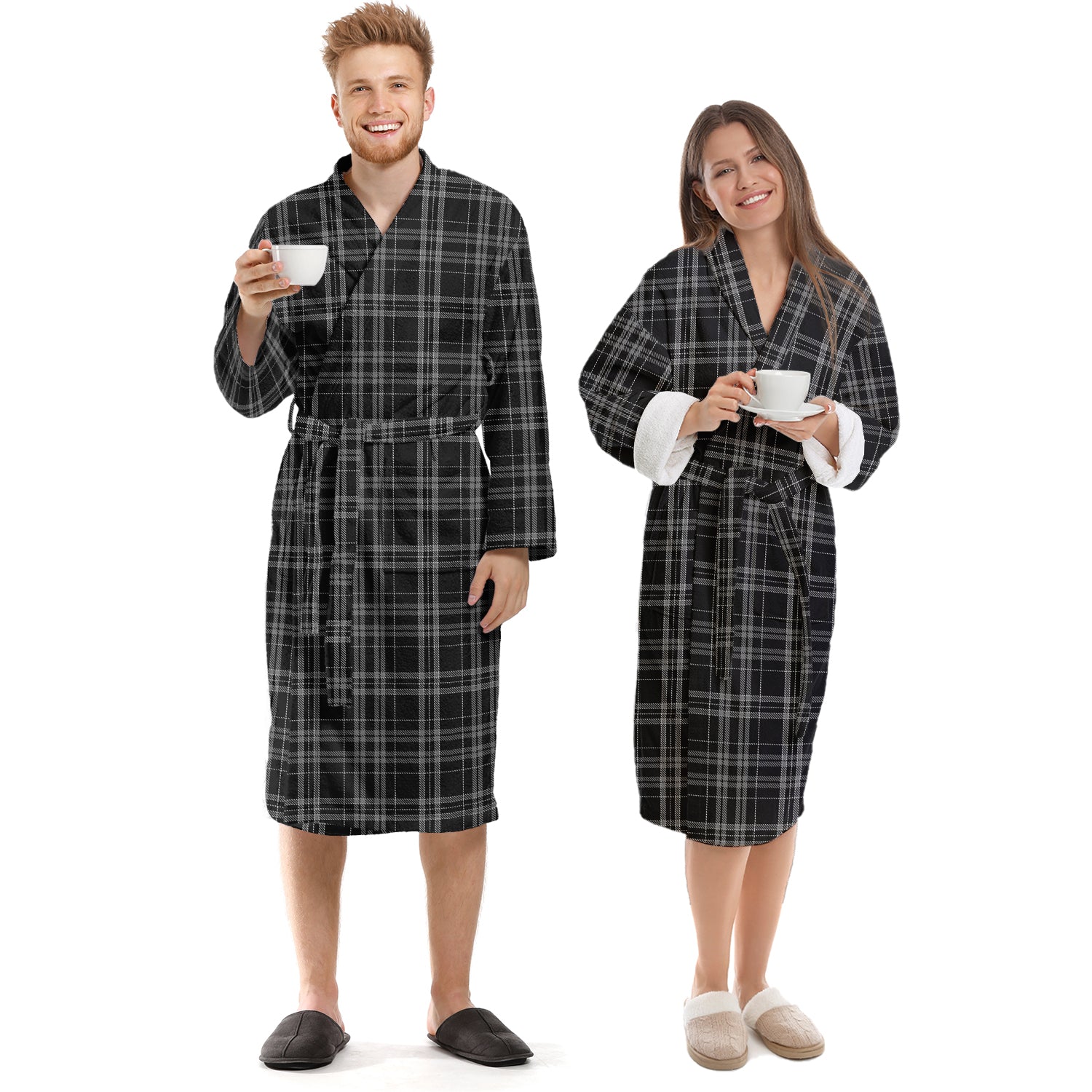 Clergy Grey Tartan Bathrobe Unisex S - Tartan Vibes Clothing