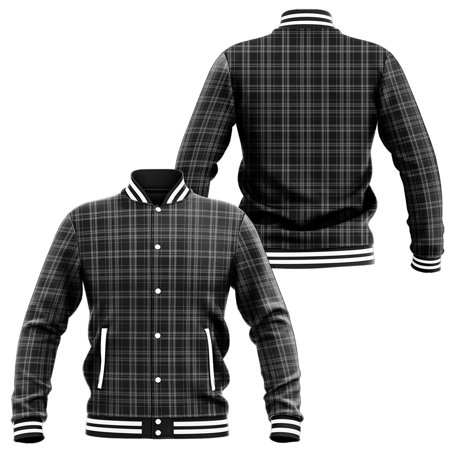 Clergy Grey Tartan Baseball Jacket Unisex - Tartan Vibes Clothing