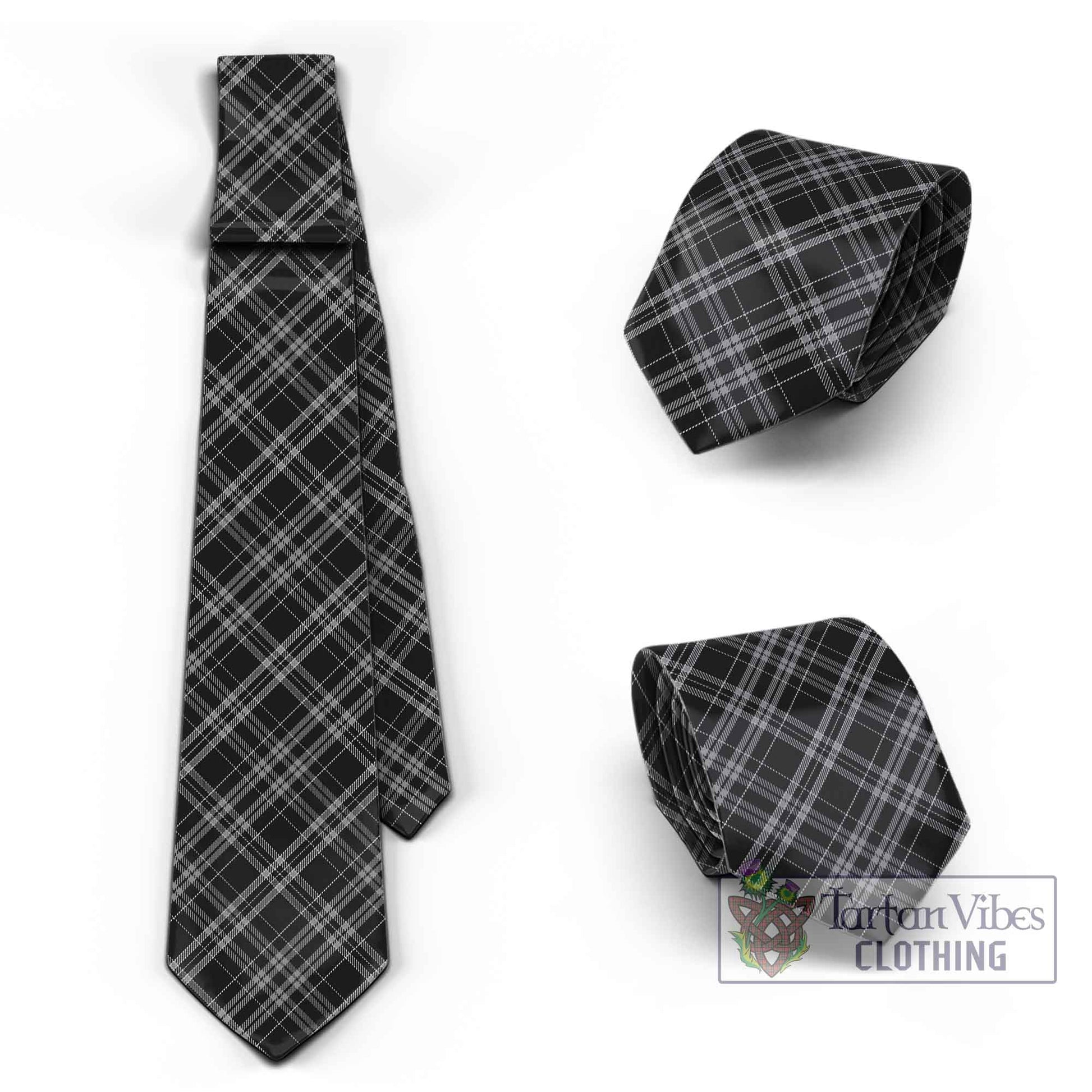 Tartan Vibes Clothing Clergy Grey Tartan Classic Necktie Cross Style